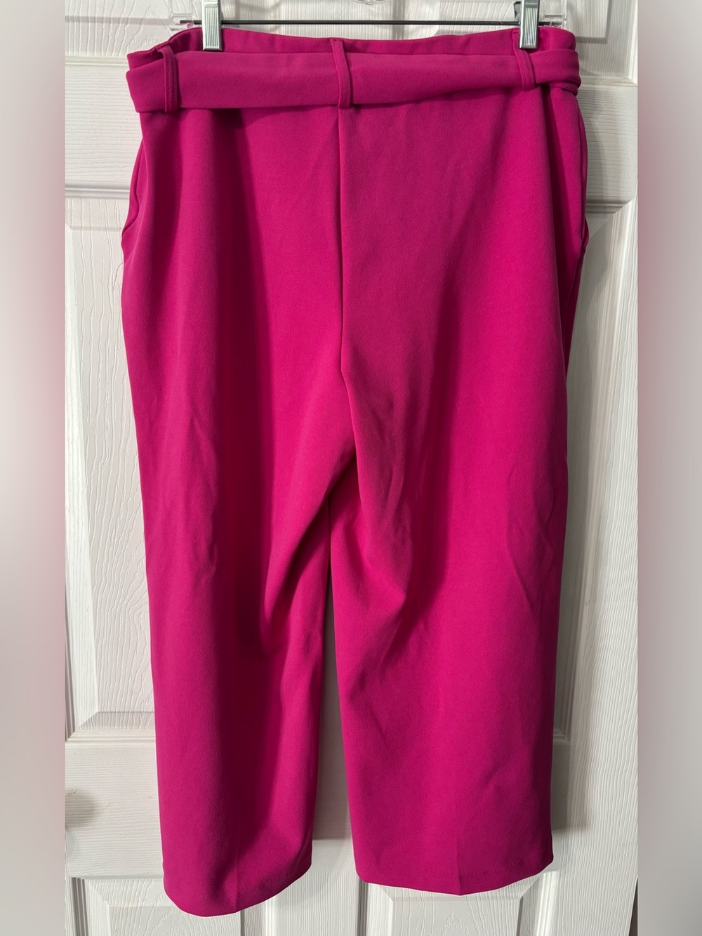 Jules & Leopold Pull On Wide Leg Cropped Pants Size XL Pink Stretch Tie Belt - Picture 5 of 8